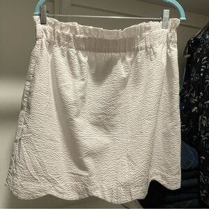 Lauren James white seersucker stretch waist skirt szL